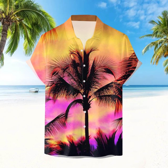 toraway Chemises pour Hommes Mode Décontractée Impression de Paysage Chemise à Manches Longues m