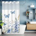 thumbnail image 6 of Blue Butterfly Flowers No Hooks Shower Curtain with Snap-in Liner Spring Floral Shower Curtains for Bathroom, Waterproof, Easy Install, Washable 36"x78", 6 of 9