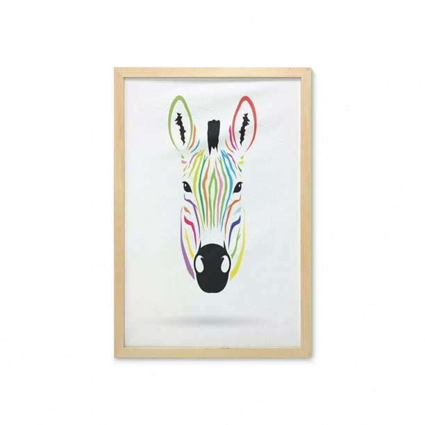Cartoon Wall Art with Frame, Colorful Exotic Zebra Head and Funny Animal Abstract Art Print, Printed Fabric Poster for Bathroom Living Room Dorms, 23 Cartoon Wall Art with Frame, Colorful Exotic Zebra Head and Funny Animal Abstract Art Print, Printed Fabric Poster for Bathroom Living Room Dorms, 23
