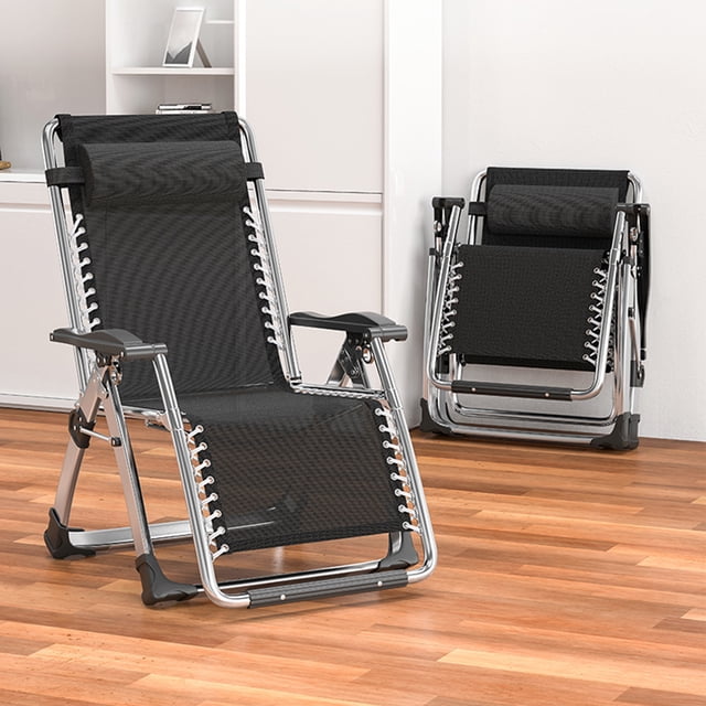 FICISOG Zero Gravity Chair, Sunbathing Recliner,Suitable For Indoor And Outdoor Use, with Cup Holder Folding Zero Gravity Chair,Black