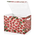thumbnail image 2 of Iauyy Large Storage Box with Lid - Foldable Home Storage Bins for Clothes Toy Holiday Decor, Red Strawberry Pattern (42*32*30cm), 2 of 6