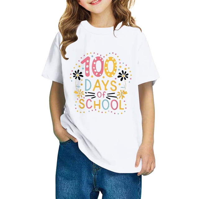 Fiudx Camiseta para Niños, Blusa Escolar de Tela Suave, Blusa Informal Cuello Redondo, Camisa de Verano de Manga Corta, Atuendo Diario, Moda para Niños y Niñas, 95 % Poliéster.