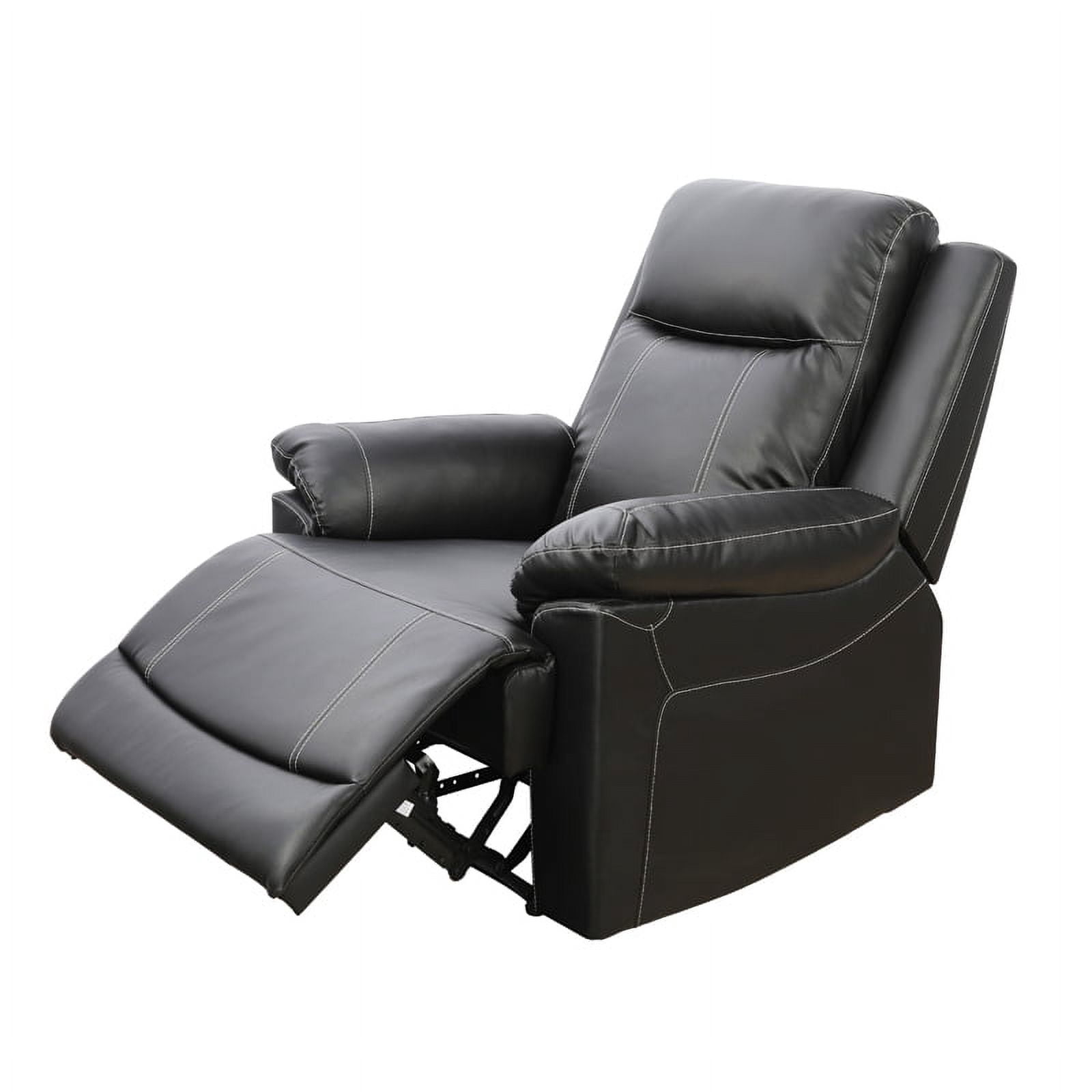 TrumanPick Manual PU Leather Recliner Chair,Overstuffed Recliner Sofa Armchair Home Theater for Living Room, Black