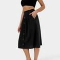 thumbnail image 2 of Sngxgn Womens Basic Soft Stretch Mid Midi Knee Length Flare Flowy Skirts(Black,XXL), 2 of 6