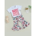 thumbnail image 2 of Inevnen Baby Girl Easter Outfits My 1st Easter Ruffle Sleeve Letter Romper Bunny Flare Pant, 2 of 8