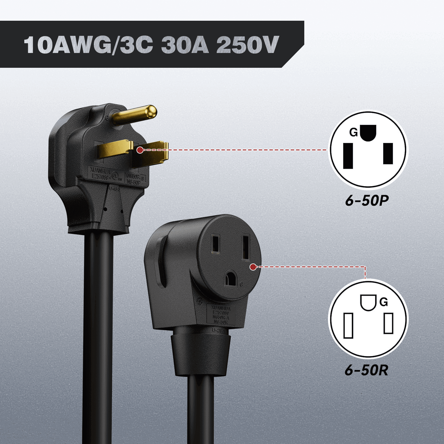 ARCCAPTAIN 30 Amp 220V Welder Extension Cord, NEMA 6-50 Plug, All-Weather Performance, 100% Copper, Durable Jacket for Welding Machines, 10AWG, 40ft