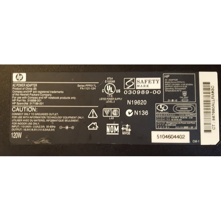 HP zx5000 cto ( DG438AV ) Pavilion Power Adapter Charger - Walmart.com