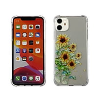 Sun Flower For iPhone 11 Case TPU Clear Soft & Flexible Ultra-Thin Shockproof Anti-Scratch Transparent Bumper Slim Lightweight Protective Cover for iPhone 11 6.1 Inch 2019 Women Girls