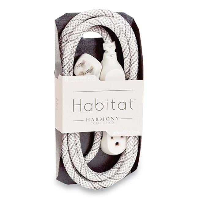 360 Electrical 360417-FG-8ES 13 A 8 ft. Habitat Accent Collection Braided AC Extension Cord, French Gray