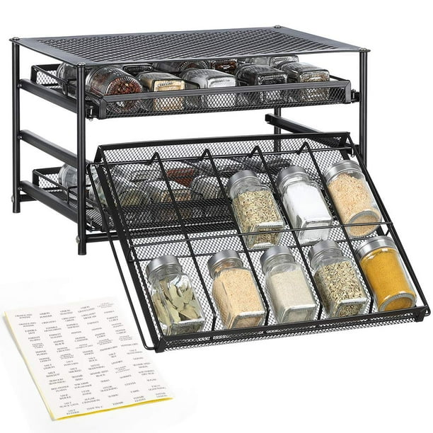 30Bottle Spice Rack Organizer, 3Tier Dark