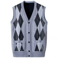 thumbnail image 6 of Men's Knit V-Neck Cardigan Waistcoat Coat Sweater Vest Casual Loose Fit Warm Soft Waffle Knit Loungewear Travel Office Modern Fashion Essential | AESTIVO,Dark Blue L, 6 of 9