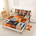 thumbnail image 2 of Erosebridal Basketball Game Boys Queen Sheet Sets, Orange Plaid Bed Set, 4 Pieces, 2 of 5