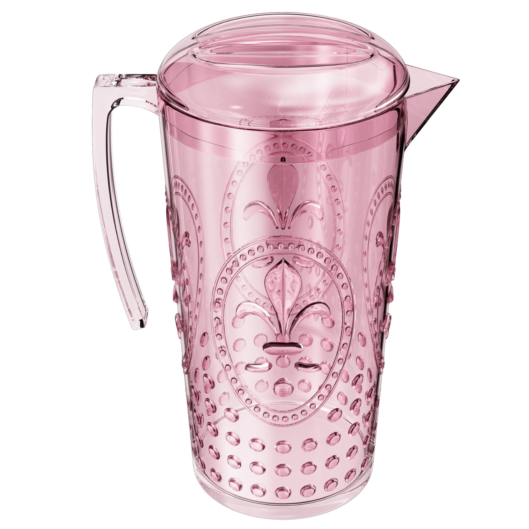 Elle Decor Acrylic Fleur De Lys Water Pitcher, Plastic Water Pitcher