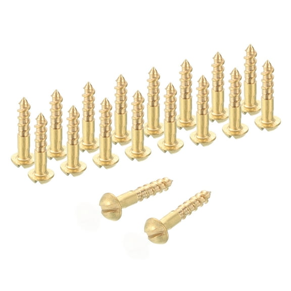 Uxcell Wood Screws Brass Slotted Round Head Self Tapping Screw Quick for Indoor Furniture M1.6 x 8mm 28Pcs