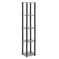 Furinno and Shelves 11.6 W X 11.6 D X 57.7 H 5-Shelf Decorative Shelves, Gray and Black