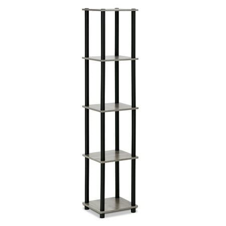 Furinno and Shelves 11.6 W X 11.6 D X 57.7 H 5-Shelf Decorative Shelves, Gray and Black