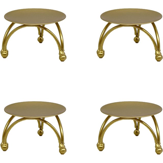 Paquete de 4 candelabros de hierro dorados para velas de pilar, velas cónicas, candelabros decorativos para spa, bodas, cenas y fiestas