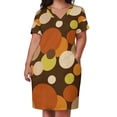 thumbnail image 2 of Vestido largo de lunares años 70 para mujer, prenda larga con bolsillos color marrón., 2 of 6