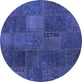 thumbnail image 1 of Ahgly Company Machine Washable Indoor Round Patchwork Blue Transitional Area Rugs, 6' Round, 1 of 4