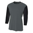 thumbnail image 2 of A4 3/4 Sleeve Utility Shirt For Youth Male in Graphite/Black NB3294, 2 of 2