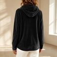 thumbnail image 2 of Fesfesfes Women's Casual Velour Hooded Sweatshirt Button Detail Long Sleeve Drawstring Hoodie with Pockets Loose Fit Solid Color for Fall Winter Daily Wear, 2 of 9