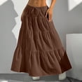 thumbnail image 2 of Fgnfyis Women's Loose A-Line Skirt with Fashion Elastic Waist and Tie Belt for a Comfortable and Stylish Ensemble Coffee M, 2 of 6