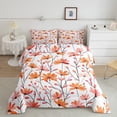thumbnail image 3 of Manfei Orange Groovy Floral Queen Comforter Set for Kids, Rustic Plant Botanical Bedding Sets, Kawaii Cartoon Reversible Bedding Comforter Set, Breathable Home Decor, 3 Pieces, 3 of 9