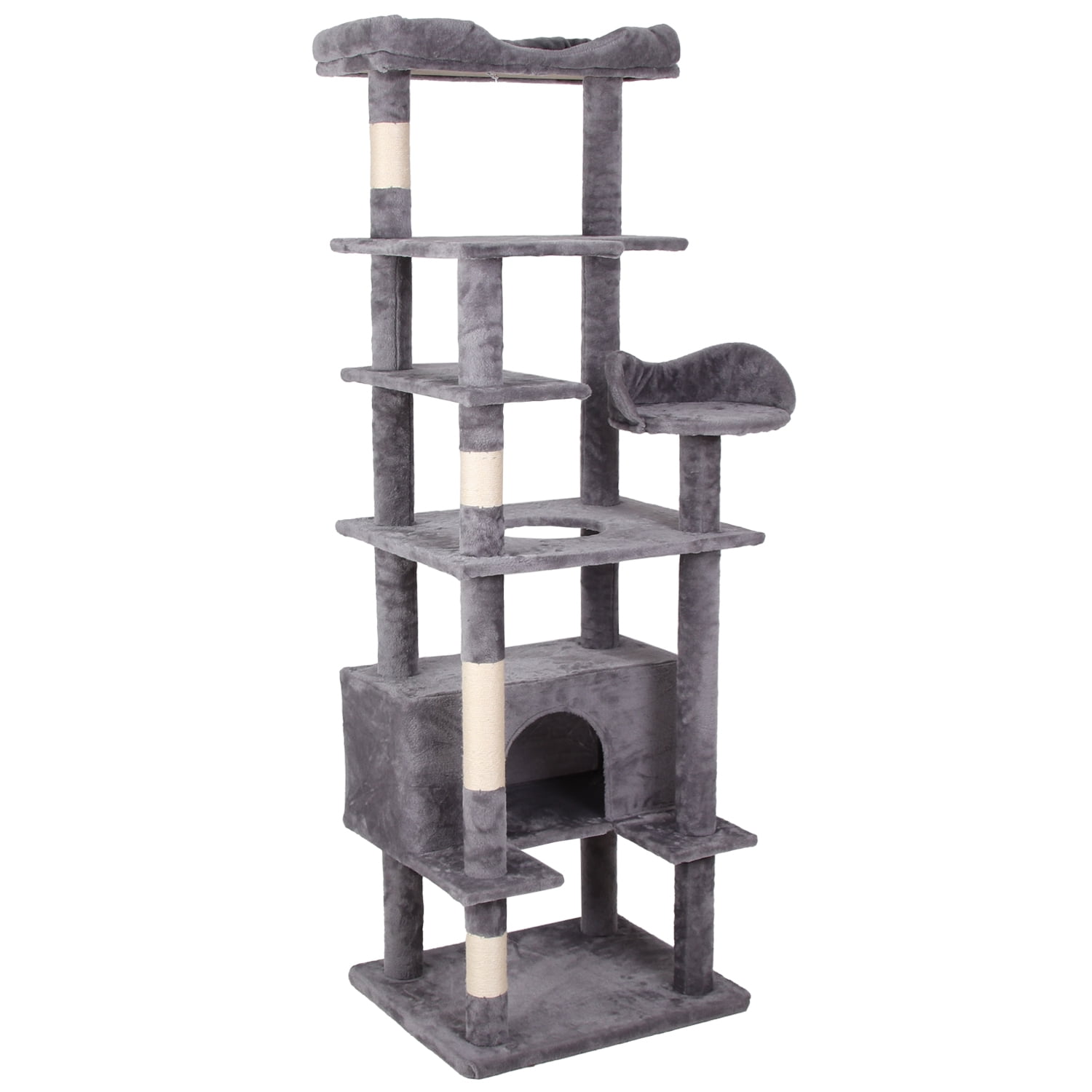 Pefilos 71" Cat Trees Towers for Large Cats, Cat Condos for Multiple with Sisal Poles and Cave, Climbing Tree for Cats, Gray Pefilos 71" Cat Trees Towers for Large Cats, Cat Condos for Multiple with Sisal Poles and Cave, Climbing Tree for Cats, Gray