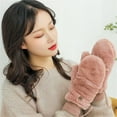 thumbnail image 5 of Dyfzdhu Women Winter Gloves Fuzzy Thicken Warm Fleece Lined Elastic Cuff Cute Mittens Pink, 5 of 6