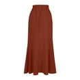 thumbnail image 4 of QHFBli Women's Ruffle Midi Skirt Casual Slit Split High Waisted Flowy Long Skirts Asymmetrical Flowy Western Skirt, 4 of 6