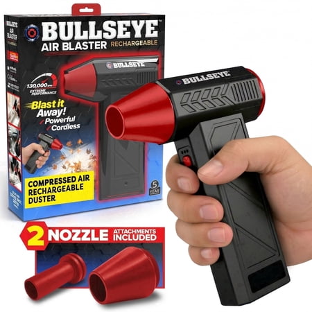 Bullseye Blaster Rechargeable Electric Air Duster, Cordless Leaf Blower, Compressed Air Blower, Keyboard Duster Blower 130,000 RPM, USB-C Fast Charging, 4000mAh, 2 Nozzles Included