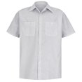 thumbnail image 3 of Red Kap Camisa de trabajo industrial a rayas para hombre, manga corta, color blanco y carbón, 3 of 3