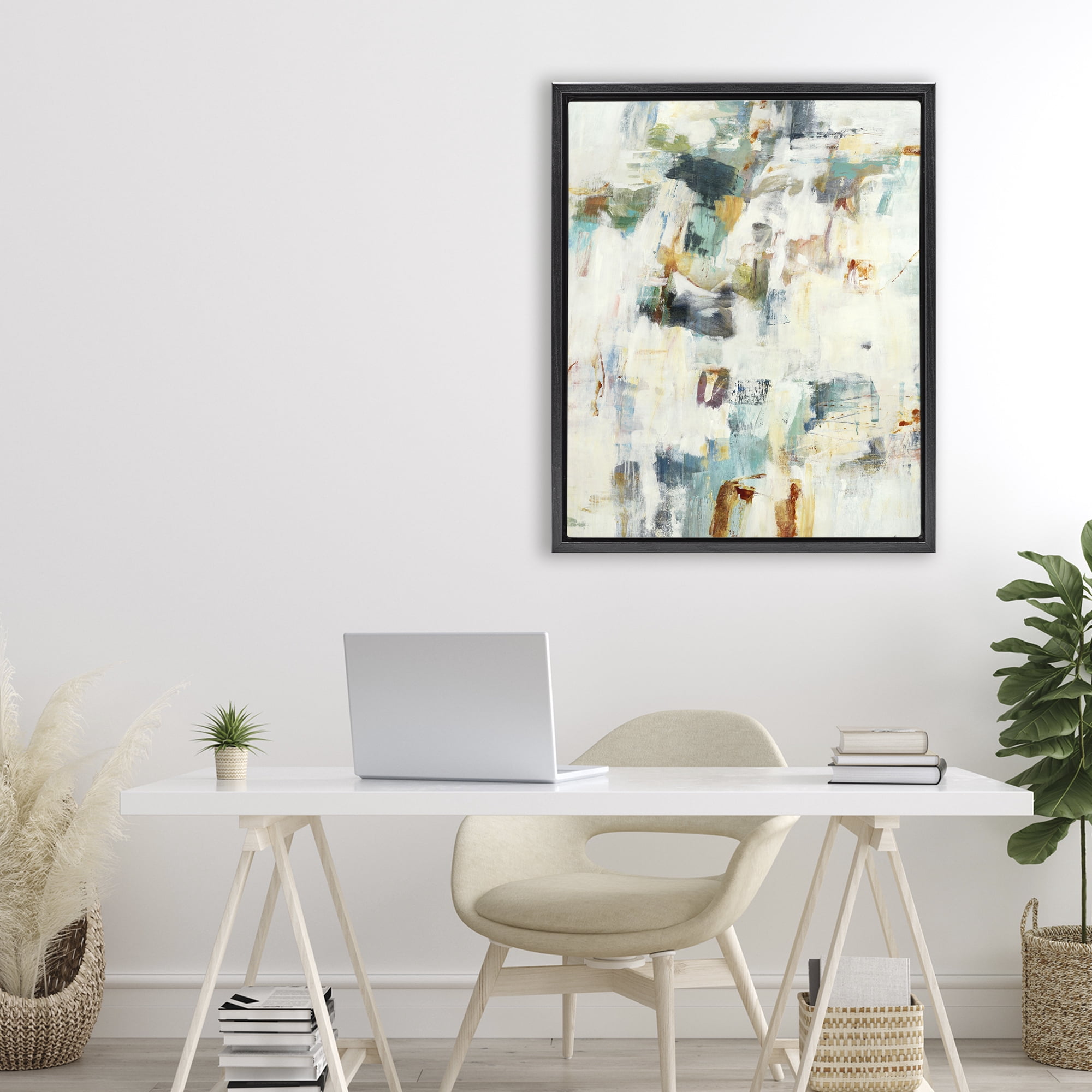 Stupell Industries Expressive Chaos Layers Black Framed Floater Canvas Wall Art, design by Lisa Ridgers
