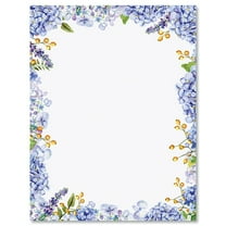 Hydrangea Florals Easter Letter Papers - Set of 25 spring stationery papers are 8 1/2" x 11", compatible computer paper, spring letterhead sheets great for Easter Flyers, Invitations, or Letters