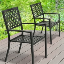 Nuu Garden Outdoor Patio Chair Set of 2 Bistro and Dining Chairs, Powder-coated Finish and Iron Frame, for Outdoor and Indoor Space, Patio, Deck, Garden, Backyard, Balcony, Black