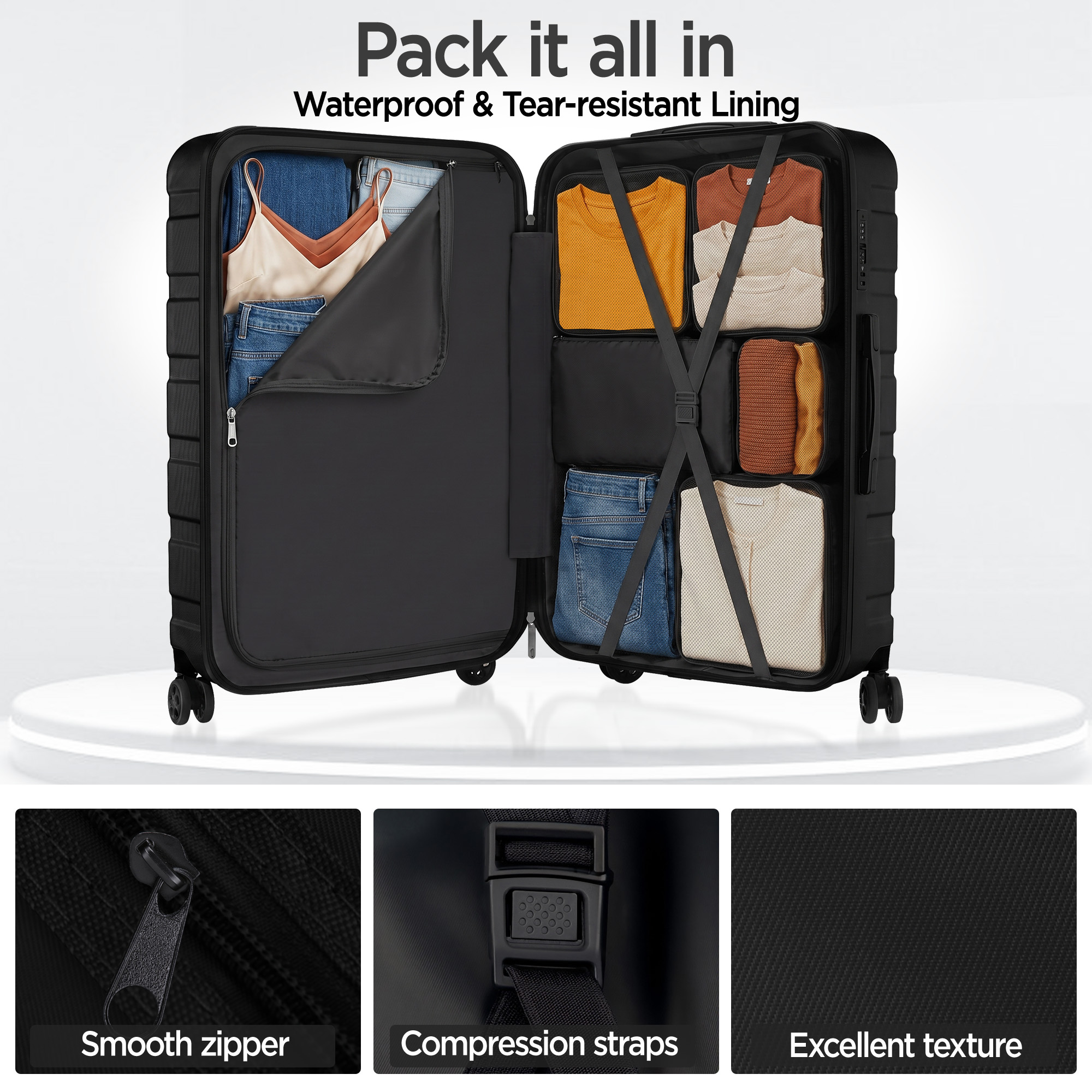 FaayFian 11-Piece Hardshell Luggage Set with Packing Cubes photo 7
