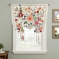 thumbnail image 2 of Watercolor Flowers Balloon Curtains 63 Inch Length for Living Room/Bedroom, Rustic Spring Floral Botanical Beige Rod Pocket Privacy Door Curtains Decorative Tie Up Shade for Window 52"x63", 2 of 8