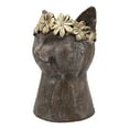 thumbnail image 3 of A&B Home Cat Head with Gold Wreath Magnesium Planter 8.5" x 7.7" x 12.4", 3 of 7