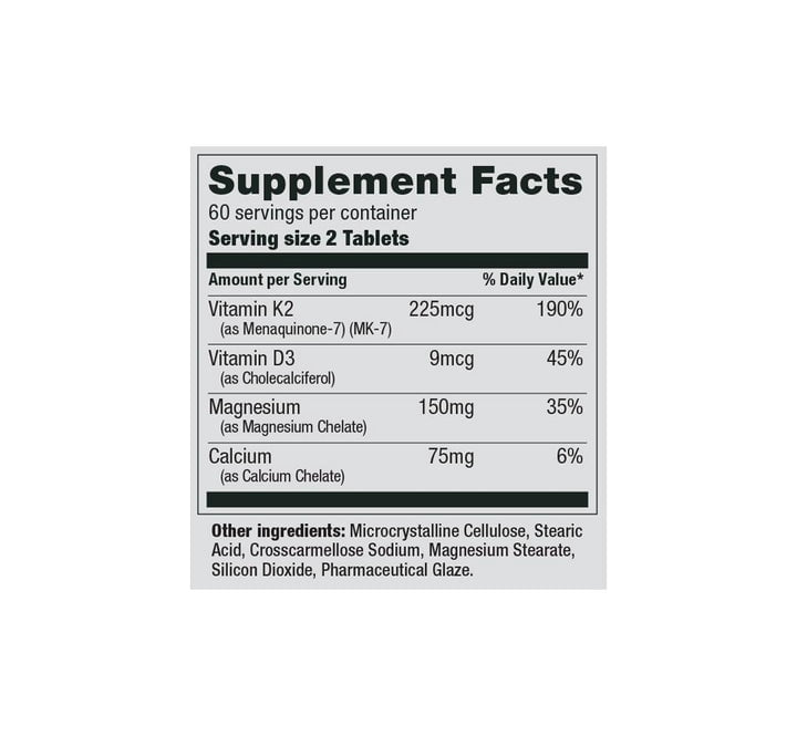 Ultimate Nutrition Vitamin K2 + D3 Vitality Series Mineral Supplement-120 tablets
