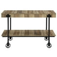 thumbnail image 2 of Furniture of America Acres Wood Oak Console Table with Metal Black Wheels, 2 of 7