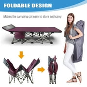 MOPHOTO Portable Folding Bed with Carry Bag & Pearl Mattress, Camping Cot for Adults, Heavy Duty Collapsible Sleeping Bed for Indoor & Outdoor Use