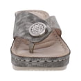 thumbnail image 3 of GOOD CHOICE Womens Khaki Beige Snake Embossed 1" Platform Metallic Rhinestone Cushioned Dafni Round Toe Wedge Slip On Thong Sandals 8.5 M, 3 of 3