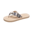thumbnail image 3 of Willtoo Women's Flip Flops Fabric Strap Splicing For Home And Outdoor Wear, Linen Bottom Flat Bottom Flip Flops Sandals, 3 of 6
