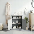 thumbnail image 3 of Flash Furniture Bathroom Storage Cabinet Organizer with Two Magnetic Closure Doors, In-Cabinet Adjustable Shelf, and Upper Open Shelf in Gray, 3 of 11