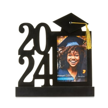 Graduation 2024 Black Tabletop Picture Frame, Holds One 4" x 6" Size Photo, Way to Celebrate