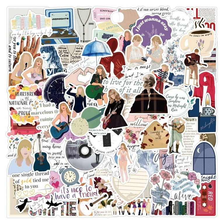Taylor Swift,Taylor Swift Merch,1989 Taylors Version,100 Pack Stickers, Waterproof Stickers, Scrapbook Stickers, Cute Trendy Music Stickers, Size: One