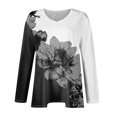 thumbnail image 4 of TQWQT Womens Plus Size Tops Fall Spring Floral Top V Neck Womens Plus Size Tops Long Sleeve Dressy Casual Graphic Tees Plus Size Womens Clothes Dark Gray 3XL, 4 of 6