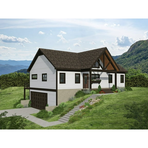 763-13001: Traditional Country 2 Bed, 2 Bath Luxury Home Plan, 1300 Sq Ft: Full Blueprints with License to Build by Home Plan Marketplace - Lesuto