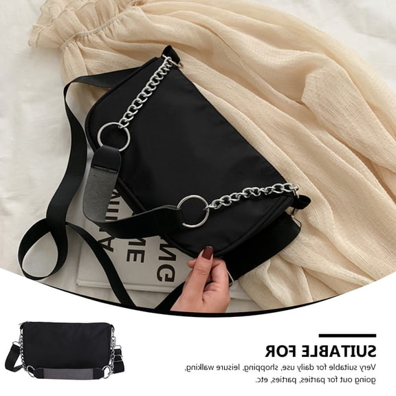 OHOIOLLA Women's Black Nylon Handbag, Lightweight Small Purse for Everyday Outings and Casual Use, 1 Pack