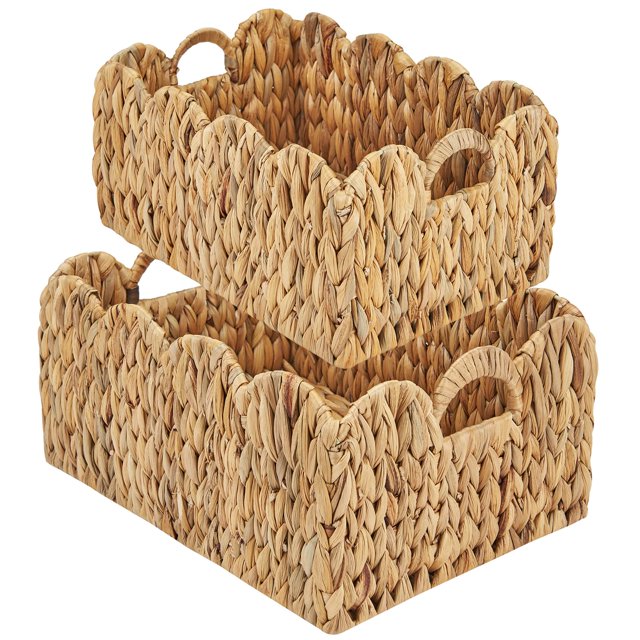 Cesta FairyHaus de almacenamiento de mimbre, 2 unidades, color natural, 38 x 28 x 18 y 33 x 23 x 17 cm